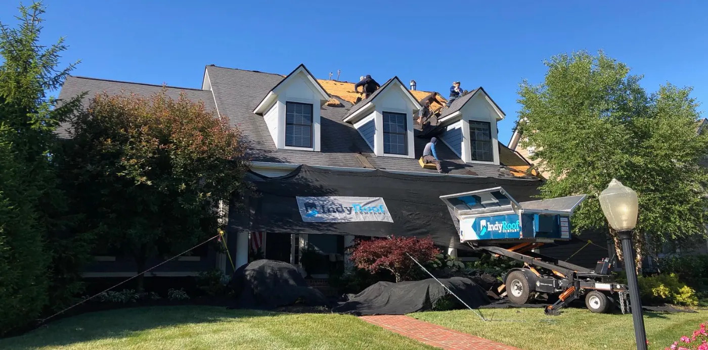 Tarping and dry-in on a Kingsborough commercial roof